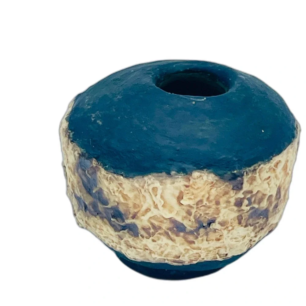 Vintage 1984 Signed Raku Pottery Mini Bud Vase GIN 2/84 Hand Thrown Art Ceramic